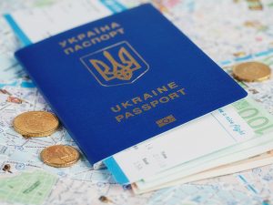 ukrainian passport and money on map 2dr7jfl